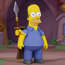 homer simpson in the lord of the rings, 3 d render, very good lighting, vibrant colours
