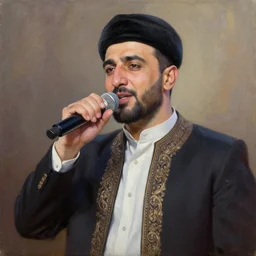 Hassan Zirak Kurdish singer, beautiful and photorealistic oil painting