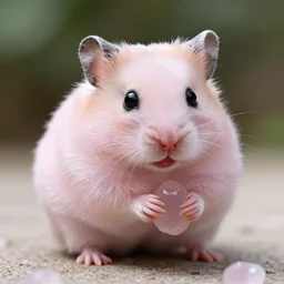 crystal rose quartz hamster, made of pink rose quartz
