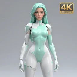 stunning woman made out of chipped mint paint and white glossy plastic, greg rutkowski, trending on artstation, rule of thirds, 4 k, character design