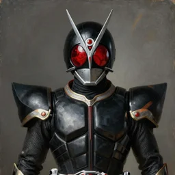 a realistic painting by Raffaello Sanzi depicting the Kamen Rider Black with the head of the symbiotic Riot in the Renaissance,smooth,Sharp focus,high detailed,high resolution,fine art, trending on Artstation.