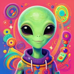 “portrait of a happy alien, intricate artwork by Tooth Wu and wlop and Beeple. vibrant colors”