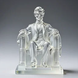 product photography. rule - of - thirds. studio lighting. national geographic merchandise. transparent figurine. see - through. upper body portrait photograph of a transparent!!!!! glass!!!!! statuette of abraham lincoln. award winning concept. by greg rutkowski.