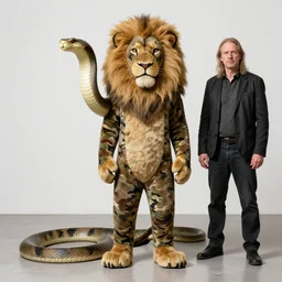 demiurge snake snake camouflaged as a lion costume furry ears neck neck mane tall long viper national geographic tombow peter doig greg rutkowski lucian freud arsen savadov dan witz vik muniz