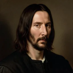 Renaissance painting of Keanu Reaves, headshot of Keanu Reaves