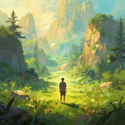 man standing alone in nature,beautiful colours, digital art, concept art, fantasy art, highly detailed, HD wallpaper, artstation, Deviantart, abeyance