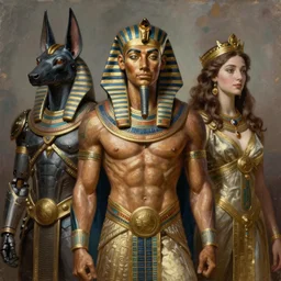 portrait oils, beautiful male hybrid cyborg atlantean anubis hada mehwish hayat elsa jean alien warrior, regal, realistic, refined, detailed, digital art, jessica rossier, michael cheval, esao andrews, steampunk, walt disney, francois boucher, oil painting, highly detailed, cinematic lighting, unreal, natural tpose
