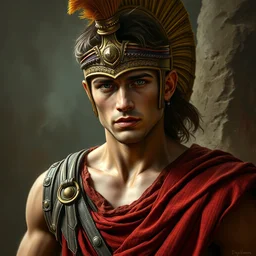 portrait of a handsome young gladiator, art by denys tsiperko and bogdan rezunenko and franz xaver kosler, hyperrealism, fantasy art