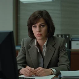 screenshot of sharone stone as office cheif at a private company, 1 9 7 0 s psychological thriller by stanely kubrick film, color kodak, anamorphic lenses, detailed faces, moody cinematography
