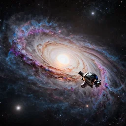 expansion of the universe, a lone spaceship, galaxy cosmic nebula, epic, volumetric light, hyperrealistic, glitter, mega detailed, beautiful composition, beautiful lighting, unreal render, 4 k, vincent di fate, john berkey, michael whelan