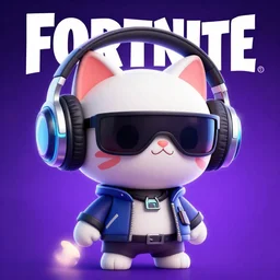 fortnite poster of chibi kittens wearing cyberpunk headphones and shades, stylized, anime, art by takeshi murakami, pixar renderman