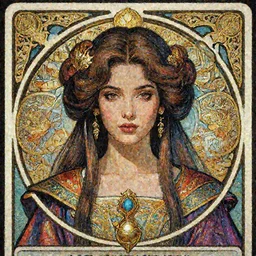 head-on symmetrical centered painted portrait, Mahira Khan as a D&D wizard,  shoulders up, ornate colourful robes, art nouveau, tarot card style, fantasy, intricate, elegant, highly detailed, smooth, sharp focus, illustration, artstation, in the style of Artgerm and Anna Podedworna and Alex Ross and Mucha