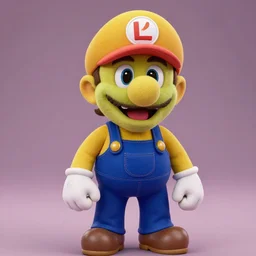Waluigi reimagined as a Muppet, photorealistic
