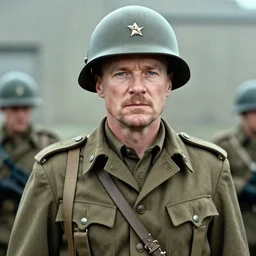 walter white as a soldier in ww 2, grainy photo, colorized, in color