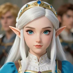 zelda! with white hair and crown, art by michael garmash and ilya kuvshinov and magali villeneuve, anime, cute, pretty face, beautiful bone structure, digital painting, realistic shaded perfect face, artstation, concept art, sharp focus, illustration, ultra detailed, 4 k,
