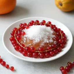 currant with sugar in a plate in the kitchen