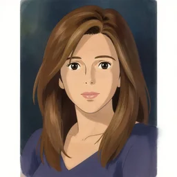 Ghibli style portrait painting of Jennifer Aniston