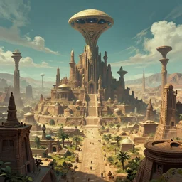 ancient alien cityscape, digital art