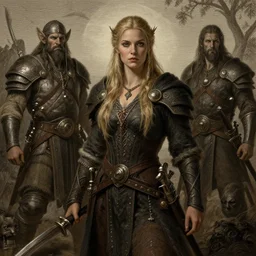 a barbarian, beautiful fantasy maiden, dungeons and dragons, masterpiece by edgar maxence and ross tran and michael whelan, gustav dore, 8 k, octane render