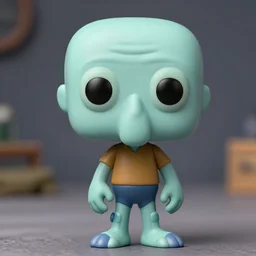 funko pop figure of handsome squidward, chiseled jaw, sharp features, product photo