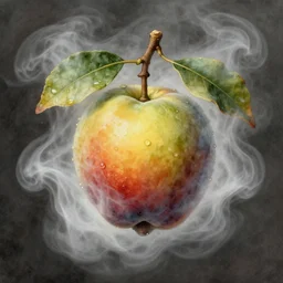 a single hop fruit surrounded in smoke by randolph caldecott. detail. masterpiece. hq. centered. in - frame