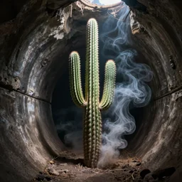 A cactus evaporating into thin air in a sewer, Go pro footage