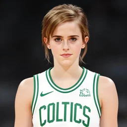 portrait of teen emma watson in an nba boston celtics basketball uniform, ukiyo - e art by hokusai on a worn scroll, global illumination, radiant light, detailed and intricate environment, japanese history art, tattered