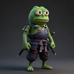 full body portrait of pepe!!!! as a samurai!!!! by artgerm, dramatic lighting, cinematic, detailed, smooth, sharp focus, octane render, unreal engine, artstation