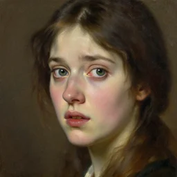 a girl, faces expressing concern, oil on canvas, artstation, by j. c. leyendecker and edmund blair leighton and charlie bowater, beautiful face, octane, very aesthetic!!!!!!!!!!!!!!! stunning gorgeous big eyes