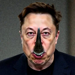 elon musk with rhino horn angry