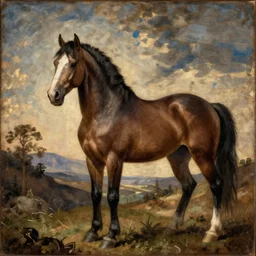 medieval painting of a horse by someone who does not know what a horse looks like.