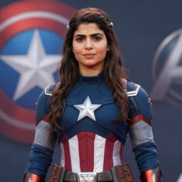 Malala Yousafzai as Captain America, film still from The Avengers, high quality, 4k, award winning