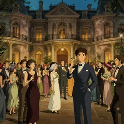 craig mullins and ghibli and james gurney detailed digital illustration of a 1 9 2 0 s grand party in a beautiful mansion, many partygoers, strong contrast, unreal engine, hyper realism, realistic shading, cinematic composition, realistic render, octane render, detailed textures, photorealistic, very wide shot, 3 5 mm film