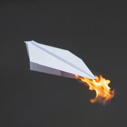 a paper plane catching on fire