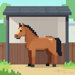 pixelated horse stable