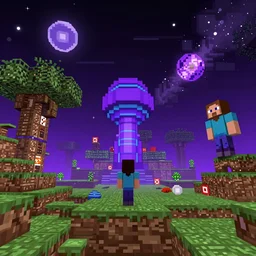 minecraft cosmic fantasy wallpaper synthwave mix, 4 k