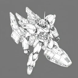 isometric digital technical drawing of a spaceship wearing mecha armour by sparth line art, anime technical drawing