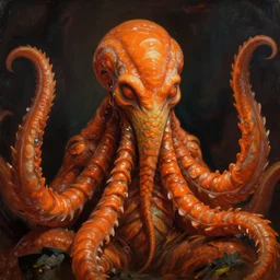 portrait of orange cthulhu by greg rutkowski