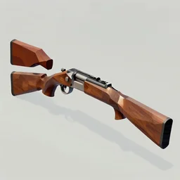 double barrel shotgun, low poly artstation