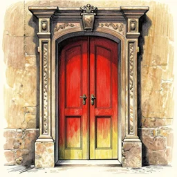a drawing in color of the door of the hell by sempe,
