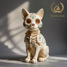 A sugar skull cat skeleton