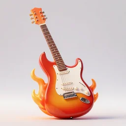 epic guitar with flames, 3D octane render