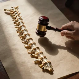 the judge judges the spine, the judge hits with a gavel, high detail, realistic