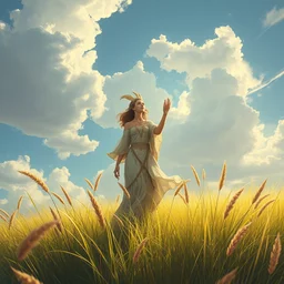 goddess of the grass, highly detailed, digital painting, artstation, concept art, smooth, sharp focus, illustration, unreal engine 5, 8 k, art by bilibin and kuvshinov and lissitzky