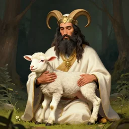 the lamb that was a cult leader during his sermon, digital art