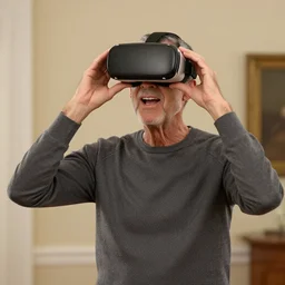 Mister Rogers using a VR headset