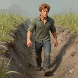 zbrush musefan enjoying a walk in a ditch, artwork by james splenor