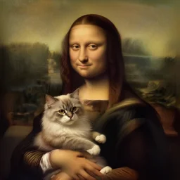 portrait of jesus holding a cute furry cat, digital art, by leonardo da vinci