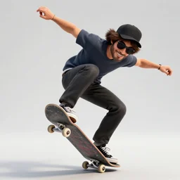 bob ross, skateboarding like a pro, still, doing a handplant skateboarding trick, wearing sun glasses and a backwards baseball cap