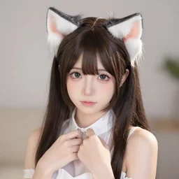 cute looking martin shkreli cosplaying a girl with cat ears, wearing nekomimi